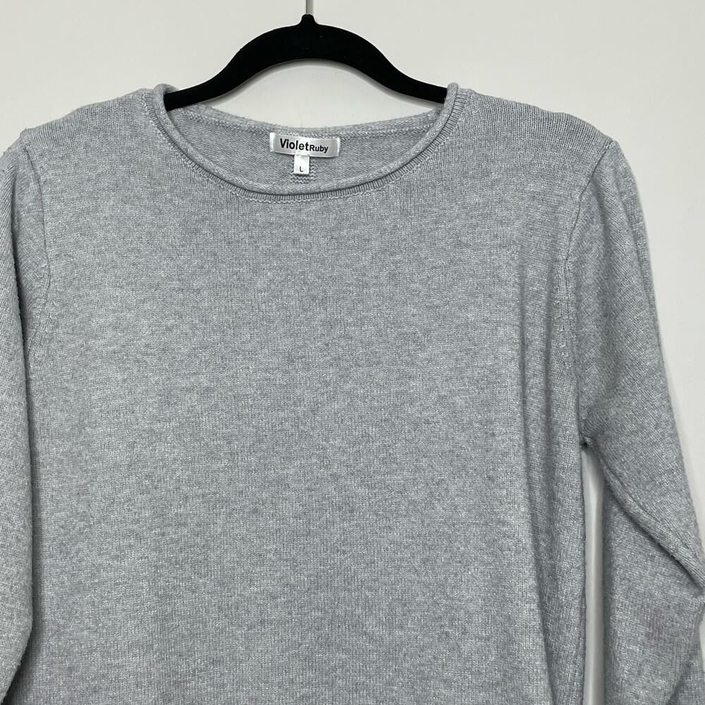 Violet Ruby Pullover Sweater Asymmetrical Hem Kni… - image 2